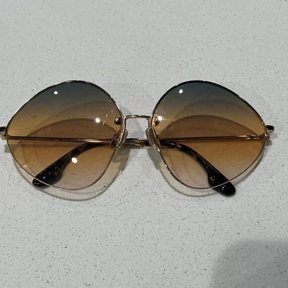 Victoria Beckham oval 64 mm gold metal sunglasses main image 4